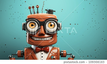 Robot teacher on the blue background Robot teacher on the blue background 109308183