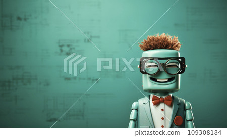 Robot teacher on the chalkboard  background 109308184