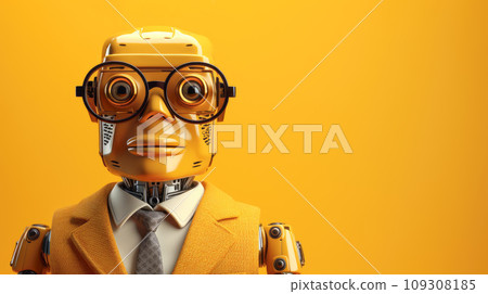 Robot teacher on the yellow background 109308185