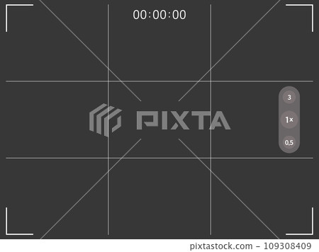 Phone camera horizontal viewfinder frame. Photo shoot of mobile app application on black background. Phone camera horizontal viewfinder frame. Photo shoot of mobile app application on black background. 109308409