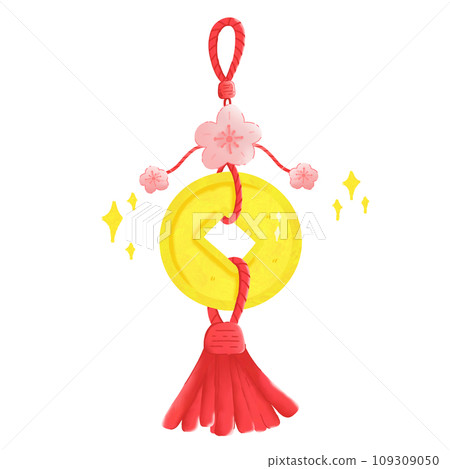 Ancient Chinese coins ,Chinese keychains ,Chinese New Year illustration concept Ancient Chinese coins ,Chinese keychains ,Chinese New Year illustration concept 109309050