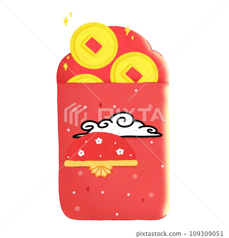 Angpao cartoon with money concept Chinese new year illustration Angpao cartoon with money concept Chinese new year illustration 109309051