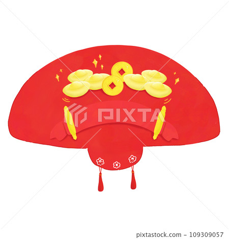 Cartton fan Chinese style, hand fan concept Chinese new year illustration 109309057