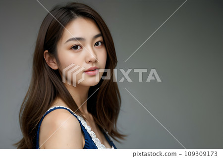 年輕女子回頭看（AI 生成圖像） 109309173