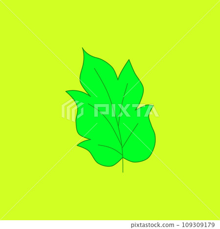 The leaf on the yellow background 109309179