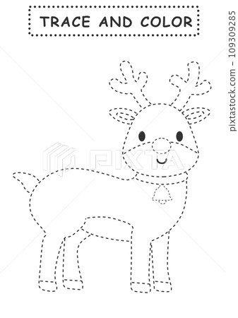 Reindeer tracing coloring book 109309285