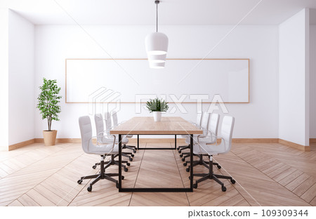 Modren white meeting room interior .3d render Modren white meeting room interior .3d render 109309344