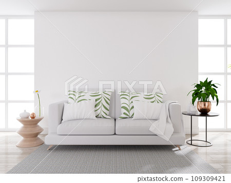 Modern mid century living  room interior concept design,cozy home ,3d render 109309421