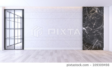 Modern and minimalist  interior of living room, wood floor and concrete with marble wall,empty space,3d render Modern and minimalist  interior of living room, wood floor and concrete with marble wall,empty space,3d render 109309498
