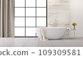 Modern and Loft bathroom interior design,white bathtub  with marble wall,3d rendering 109309581