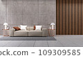 Modern luxury of  living room ,Penthouse interior design,brown sofa on polished concrete wall  ,3d rendering 109309585