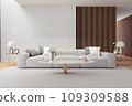 Modern luxury living room interior design, white sofa with concrete wall ,3d rendering 109309588