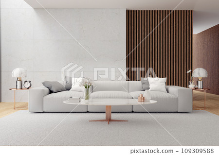Modern luxury living room interior design, white sofa with concrete wall ,3d rendering 109309588