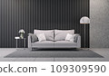 Modern luxury living room interior design, gray sofa on  black battens wall  and concrete floor,3d rendering 109309590