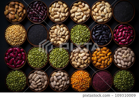 Legumes background on black, flatley, peas, beans, soybeans, chickpeas, appetizing healthy food, food wallpaper Legumes background on black, flatley, peas, beans, soybeans, chickpeas, appetizing healthy food, food wallpaper 109310009