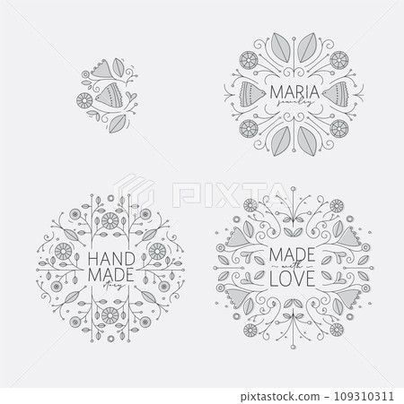 Ethnic floral labels grey Ethnic floral labels grey 109310311