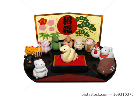 New Year's material - Year of the Snake - change the frame of the background folding screen to gold 109310375