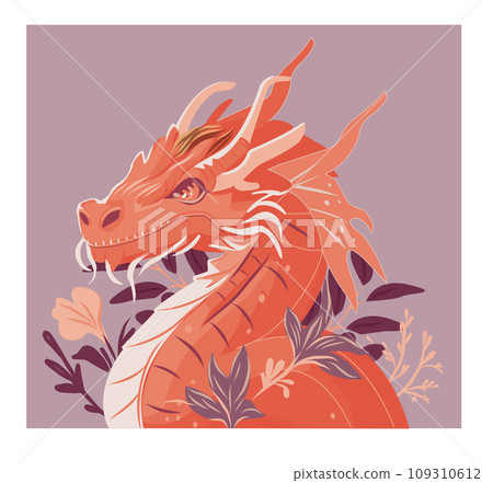 Dragon 2024 banner. Vector poster calendar oriental Chinese New Year. Year of the Dragon paper cut. Bright colored zodiac dragon. Poster card 109310612