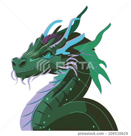 Dragon New Year banner. poster vector purple fabulous Dragon. Chinese 2024 Set of symbols of Chinese New Year - dragon. Magic animal 109310629