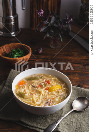 Bowl of Duck Noodle Soup 109310805