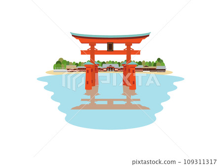 嚴島神社大鳥居與主樓插圖 嚴島神社大鳥居與主樓插圖 109311317
