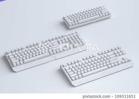 Top view of gamer workspace and gear like keyboards on monochrome background 109311651