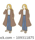 Illustration material: Autumn fashion women 3 whole body facial expression set 109311875