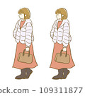 Illustration material: Autumn fashion women 5 whole body facial expression set 109311877