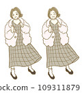 Illustration material: Autumn fashion women 6 whole body facial expression set 109311879