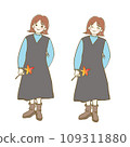 Illustration material: Autumn fashion woman 2 whole body facial expression set 109311880