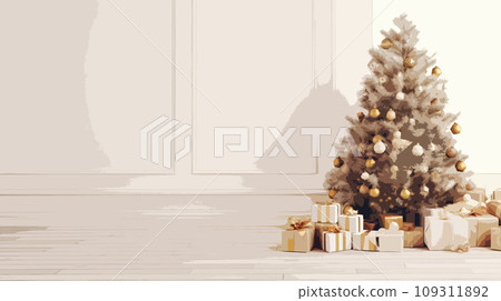 Big beautiful Christmas tree decorated with balls-application. Big beautiful Christmas tree decorated with balls-application. 109311892