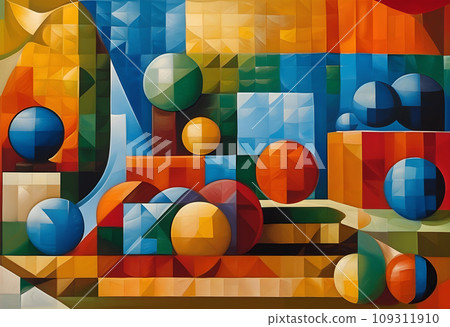 A colorful digital illustration with geometric shapes. A colorful digital illustration with geometric shapes. 109311910