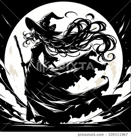 The moon and the witch's shadow [AI generated image] 109311967