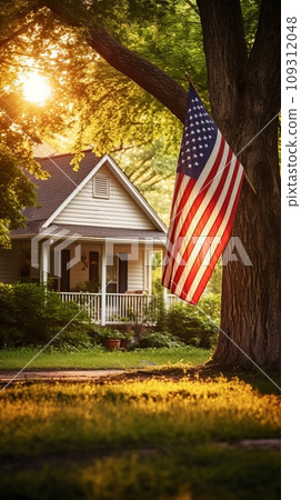 American flag outside a private home American flag outside a private home 109312048