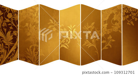 Gold folding screen AI image 109312701