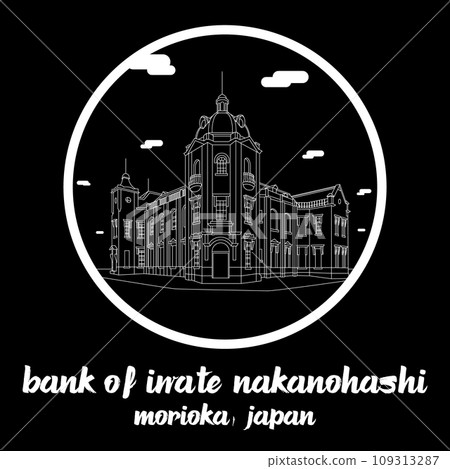 Circle Icon Bank of Iwate Nakanohashi. vector illustration 109313287