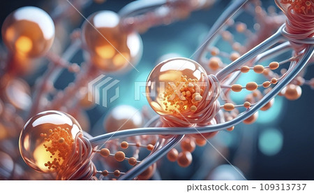 Protein structure or macromolecules consisting of a chain of amino acid residues - AI generated 109313737