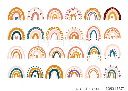 Vector Cute Raibow Big set Nursery baby print symbol collection pastel colors 109313871