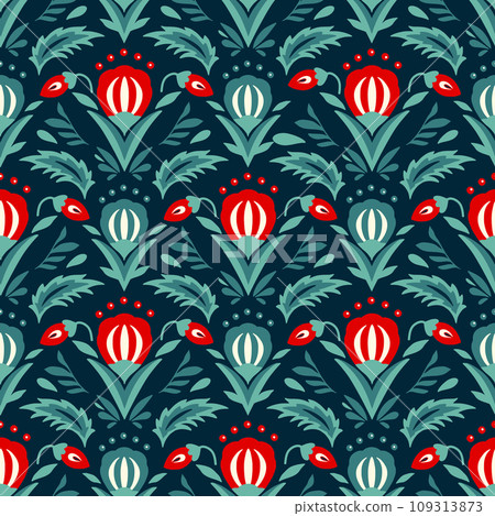 Christmas flower vector seamless pattern ornate boho background 109313873