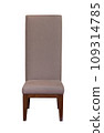 front view of wooden chair with fabric seat isolated with clipping path 109314785