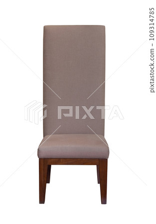 front view of wooden chair with fabric seat isolated with clipping path front view of wooden chair with fabric seat isolated with clipping path 109314785
