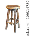 old wooden chair isolated with clipping path 109314789