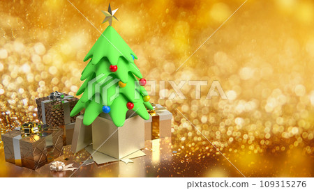 The Christmas tree and gift box for celebrate or holiday concept 3d rendering 109315276
