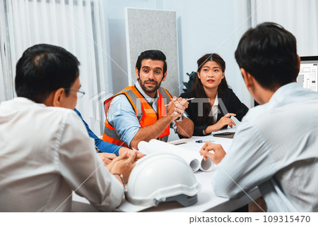 Diverse group of civil engineer and client working on architect. Prudent 109315470