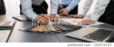 Group of interior designer team in meeting and discussing. Insight Group of interior designer team in meeting and discussing. Insight 109315520