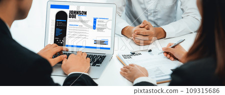 Candidate in job interview with human resources manager oratory conversation 109315686