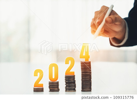 Coin stack with digital graphic indicator symbolize business investment. Shrewd 109315776