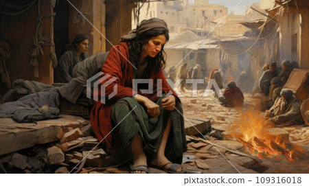 Civilian refugee affected from war and battle has no comeliness Civilian refugee affected from war and battle has no comeliness 109316018