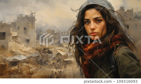 Civilian refugee affected from war and battle has no comeliness 109316093