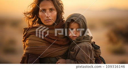 Civilian refugee affected from war and battle has no comeliness Civilian refugee affected from war and battle has no comeliness 109316146